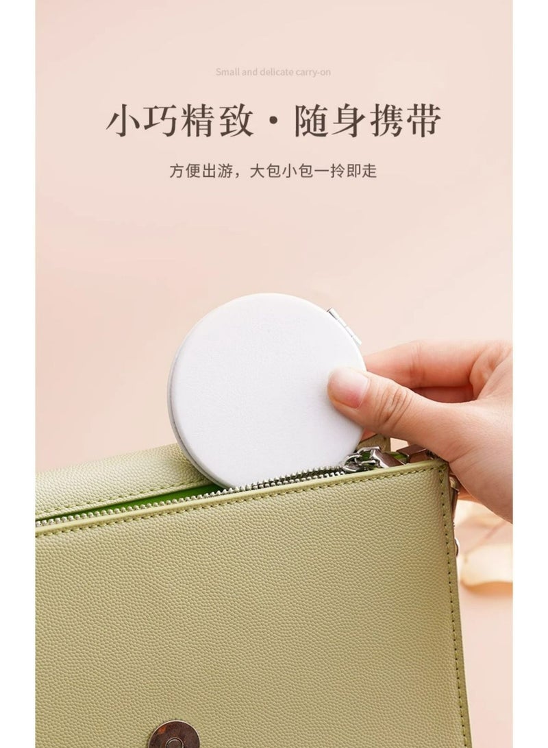 2PCS Compact Double-Sided Lightweight Pocket Mirror,Double-Sided Makeup Small Mirror for Purse with 1X/3X Magnification PU Leather (White, 3.1") - Image 3